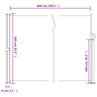 Produktbild för Infällbar sidomarkis gräddvit 160x600 cm