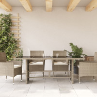 Produktbild för Trädgårdsbord med glasskiva ljusgrå 190x80x74 cm konstrotting