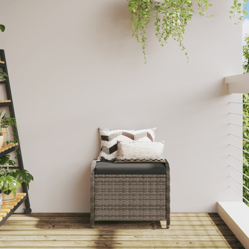 Produktbild för Trädgårdspall med dyna grå 58x46x46 cm konstrotting