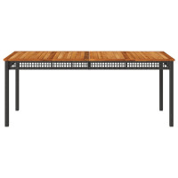 Produktbild för Trädgårdsbord svart 180x90x75 cm konstrotting akaciaträ