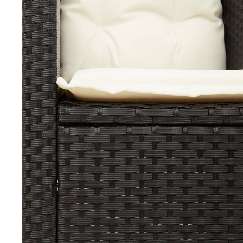 Produktbild för Trädgårdsstol med dynor svart konstrotting