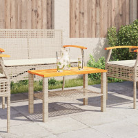 Produktbild för Trädgårdsbord beige 70x38x42 cm konstrotting akaciaträ