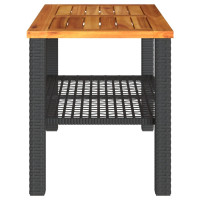 Produktbild för Trädgårdsbord svart 70x38x42 cm konstrotting akaciaträ