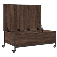 Produktbild för Soffbord på hjul brun ek 91x55x34 cm konstruerat trä