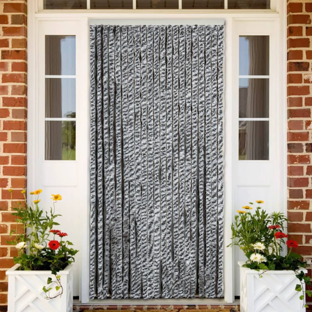 Produktbild för Insektsgardin grå och svart och vit 56x200 cm chenille