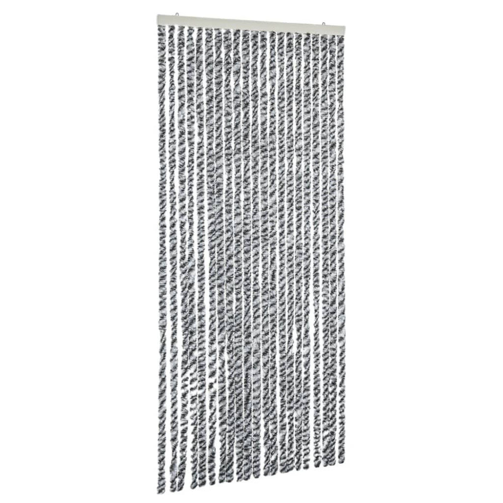 Produktbild för Insektsgardin grå och svart och vit 56x200 cm chenille