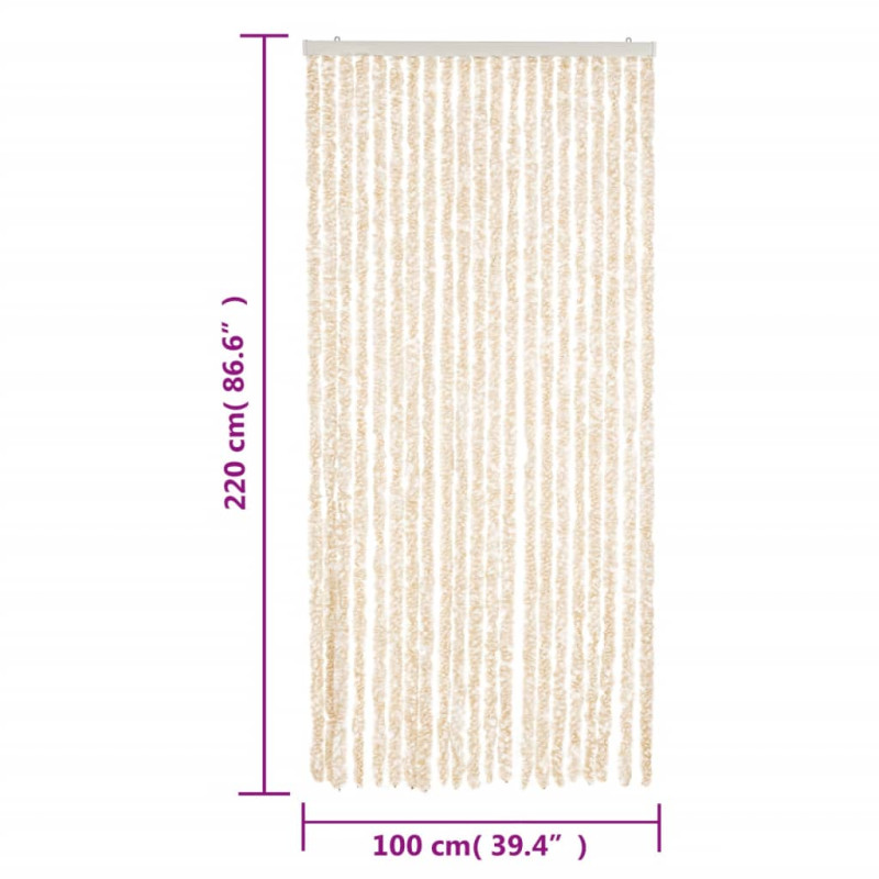 Produktbild för Insektsgardin beige och vit 100x220 cm chenille