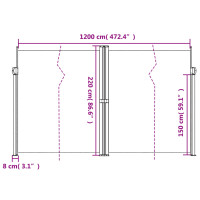 Produktbild för Infällbar sidomarkis antracit  220x1200 cm