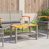 Produktbild för Trädgårdsbord grå 70x38x42 cm konstrotting akaciaträ