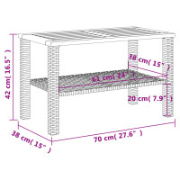 Produktbild för Trädgårdsbord grå 70x38x42 cm konstrotting akaciaträ