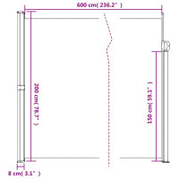 Produktbild för Infällbar sidomarkis 200x600 cm röd