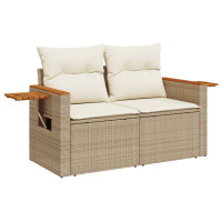 Produktbild för Soffgrupp för trädgården med dynor 6 delar beige konstrotting