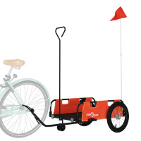 Produktbild för Cykelvagn orange oxfordtyg och järn