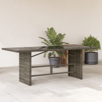 Produktbild för Trädgårdsbord med glasskiva grå 190x80x74 cm konstrotting