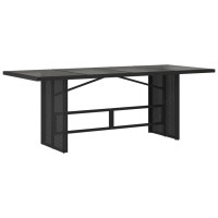 Produktbild för Trädgårdsbord med glasskiva svart 190x80x74 cm konstrotting