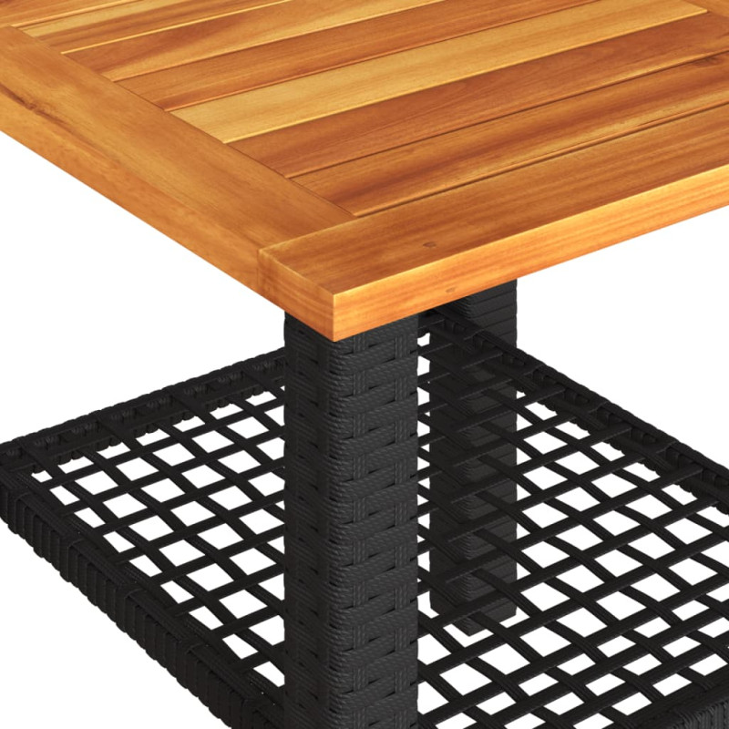 Produktbild för Trädgårdsbord svart 40x40x42 cm konstrotting akaciaträ