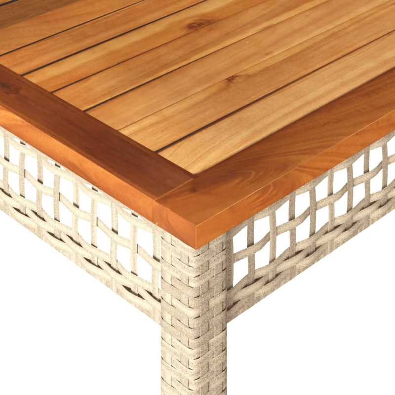 Produktbild för Trädgårdsbord beige 80x80x75 cm konstrotting akaciaträ