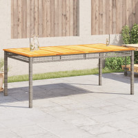 Produktbild för Trädgårdsbord grå 180x90x75 cm konstrotting akaciaträ