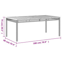 Produktbild för Trädgårdsbord grå 180x90x75 cm konstrotting akaciaträ