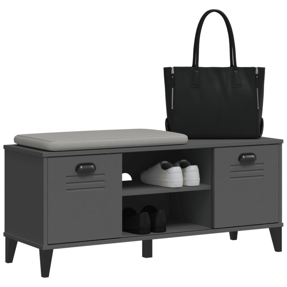 Produktbild för Skobänk VIKEN antracitgrå 106x35x45 cm konstruerat trä