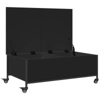 Produktbild för Soffbord på hjul svart 91x55x34 cm konstruerat trä