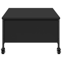 Produktbild för Soffbord på hjul svart 91x55x34 cm konstruerat trä