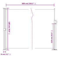 Produktbild för Infällbar sidomarkis 180x600 cm röd