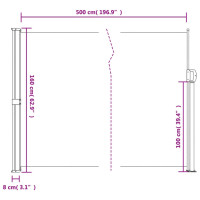 Produktbild för Indragbar sidomarkis gräddvit 160x500 cm