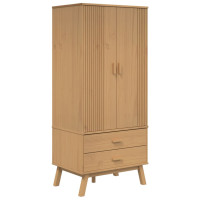 Produktbild för Garderob OLDEN brun 76,5x53x172 cm massiv furu