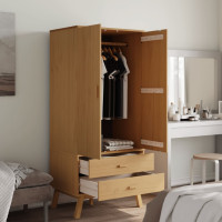Produktbild för Garderob OLDEN brun 76,5x53x172 cm massiv furu