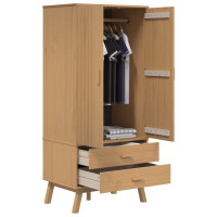 Produktbild för Garderob OLDEN brun 76,5x53x172 cm massiv furu