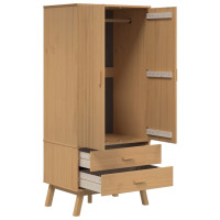Produktbild för Garderob OLDEN brun 76,5x53x172 cm massiv furu