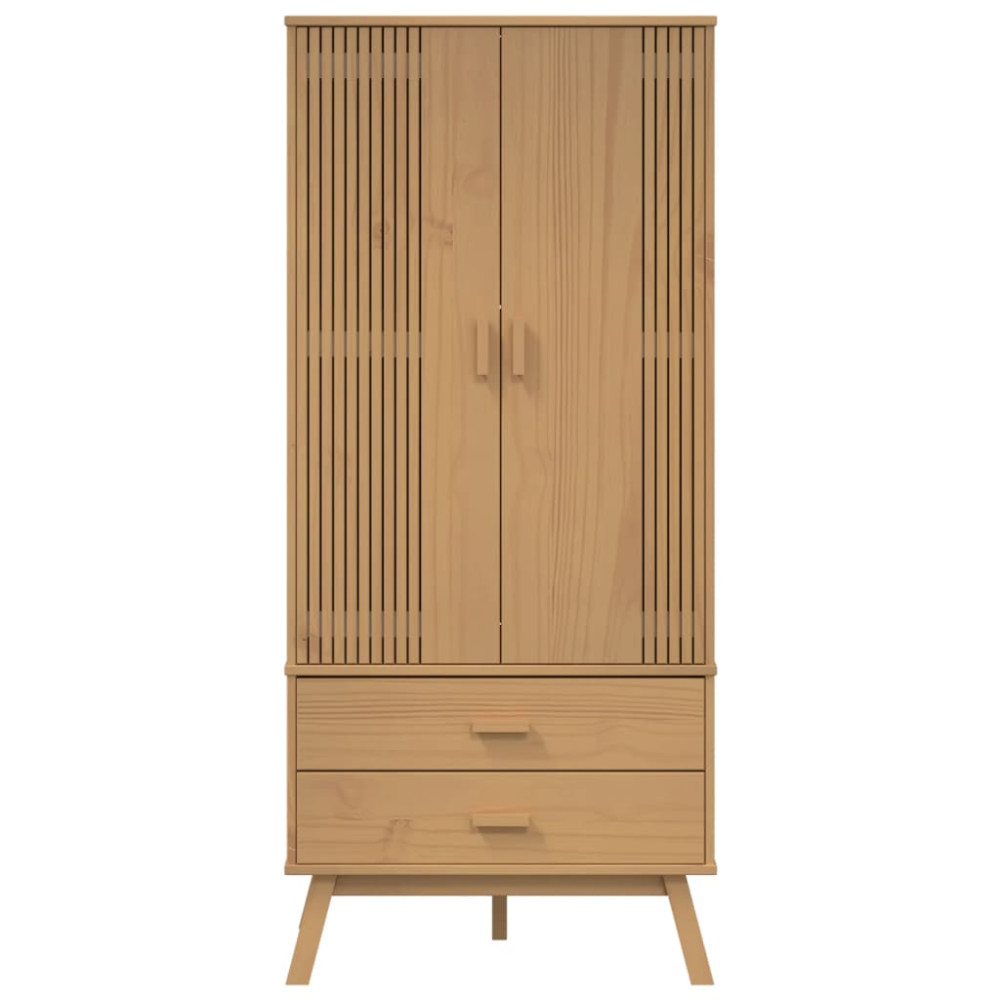Produktbild för Garderob OLDEN brun 76,5x53x172 cm massiv furu