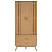 Produktbild för Garderob OLDEN brun 76,5x53x172 cm massiv furu