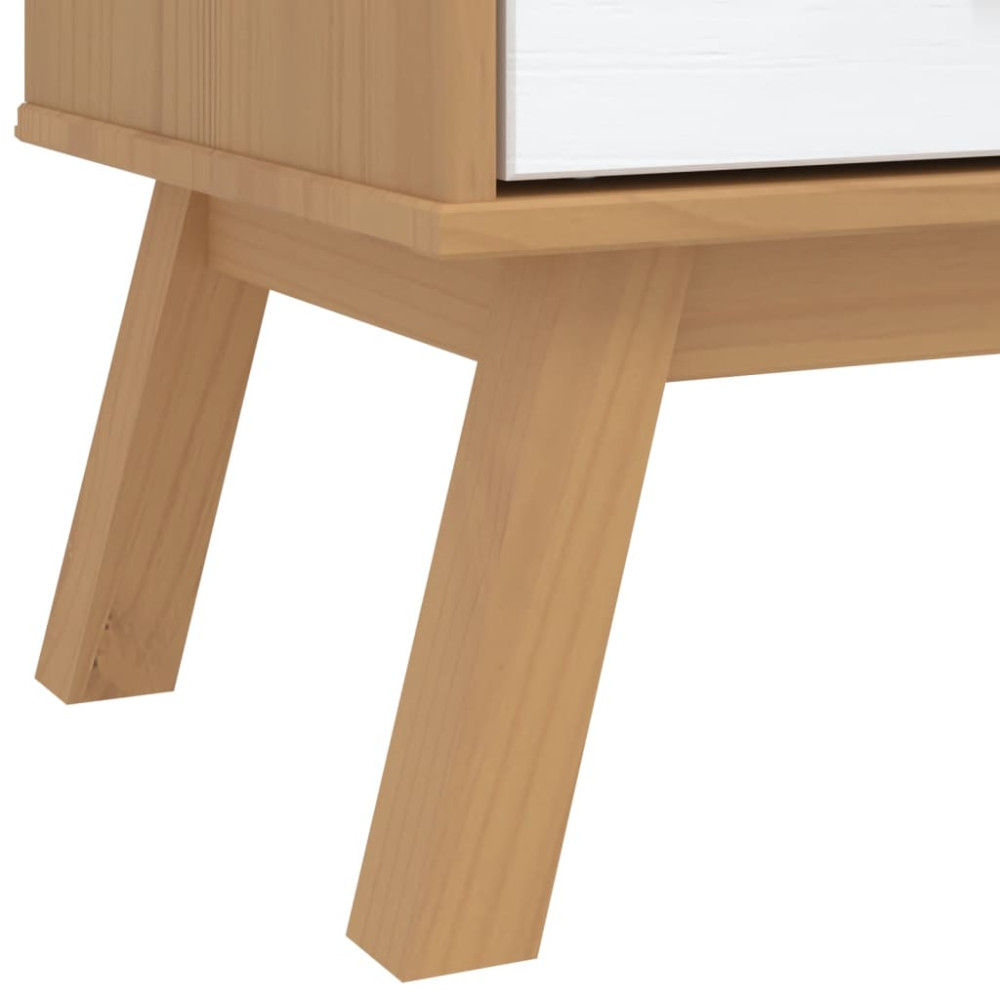 Produktbild för Garderob OLDEN vit och brun 76,5x53x172 cm massiv furu