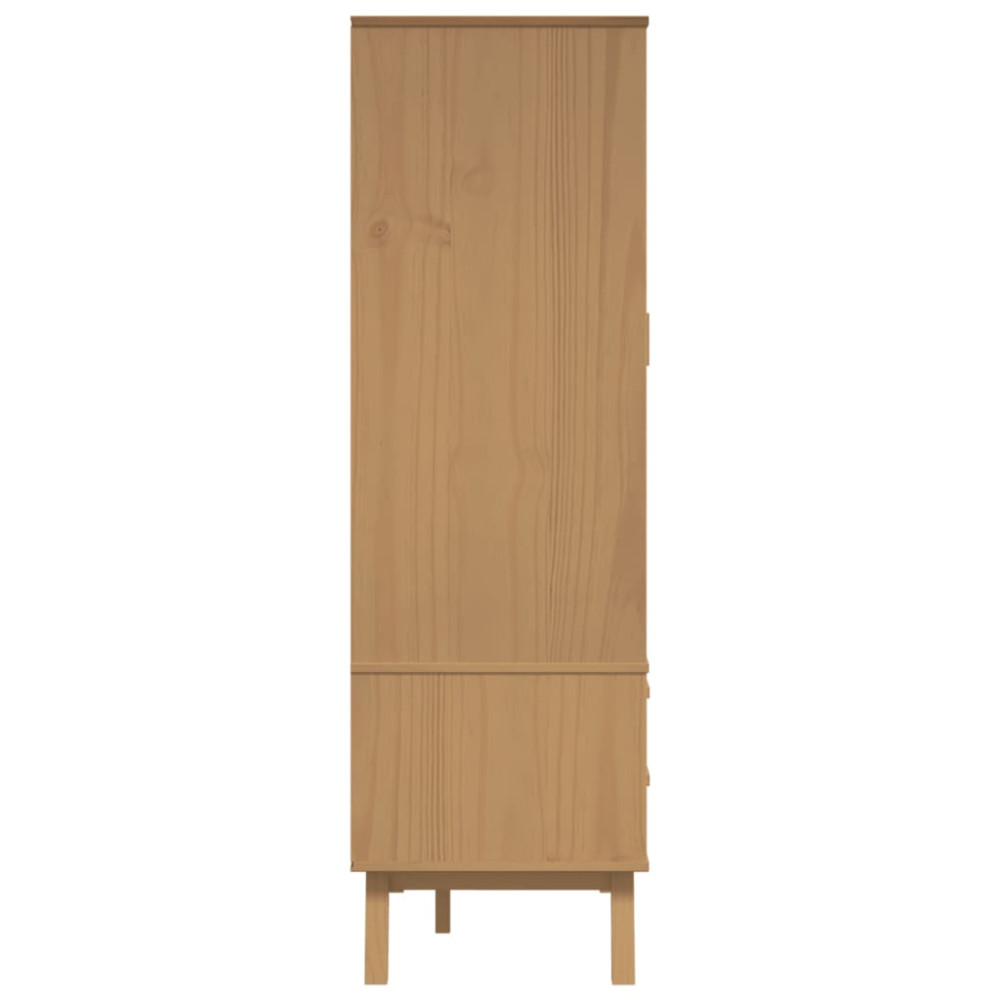 Produktbild för Garderob OLDEN vit och brun 76,5x53x172 cm massiv furu