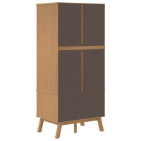 Produktbild för Garderob OLDEN vit och brun 76,5x53x172 cm massiv furu