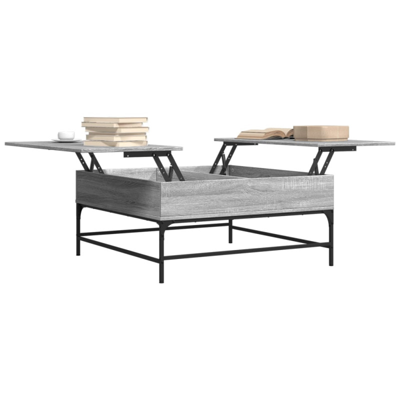 Produktbild för Soffbord grå sonoma 95x95x45 cm konstruerat trä och metall