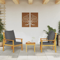 Produktbild för Trädgårdsstol 2 delar med dyna massivt akaciaträ