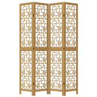 Produktbild för Rumsavdelare 4 paneler brun massivt kejsarträ