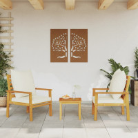 Produktbild för Trädgårdsstol 2 delar med dyna massivt akaciaträ