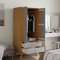 Produktbild för Garderob OLDEN grå och brun 76,5x53x172 cm massiv furu