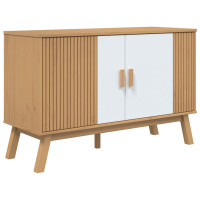 Produktbild för Skänk OLDEN vit och brun 114x43x73,5 cm massiv furu