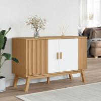 Produktbild för Skänk OLDEN vit och brun 114x43x73,5 cm massiv furu