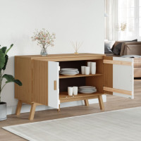 Produktbild för Skänk OLDEN vit och brun 114x43x73,5 cm massiv furu