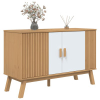 Produktbild för Skänk OLDEN vit och brun 114x43x73,5 cm massiv furu
