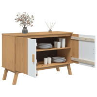 Produktbild för Skänk OLDEN vit och brun 114x43x73,5 cm massiv furu