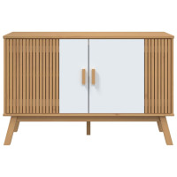 Produktbild för Skänk OLDEN vit och brun 114x43x73,5 cm massiv furu