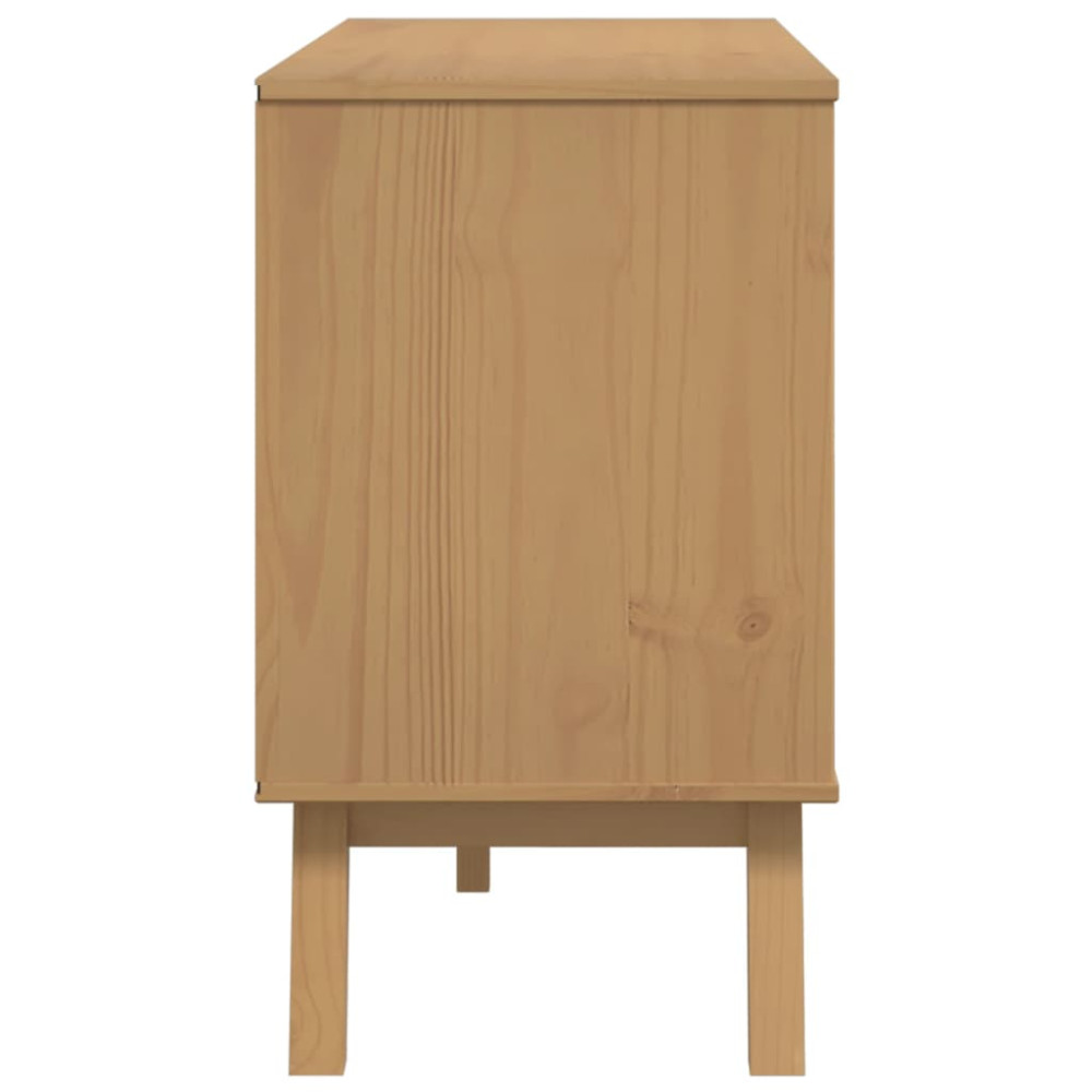 Produktbild för Skänk OLDEN vit och brun 114x43x73,5 cm massiv furu