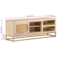 Produktbild för Tv-bänk 110x30x40 cm massivt mangoträ och järn